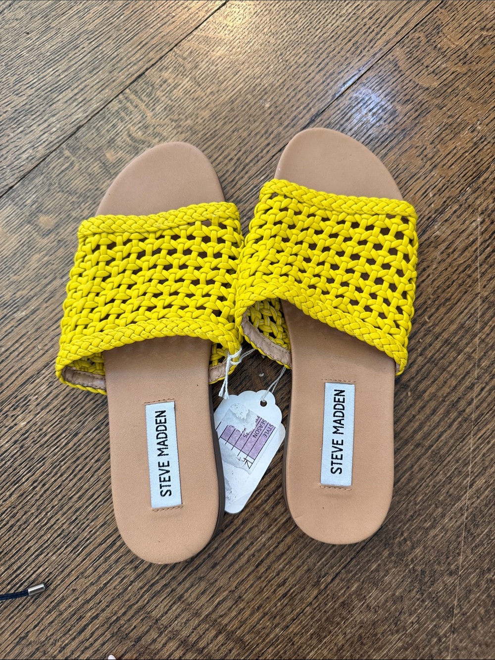Steve Madden Bright Yellow Braided Slide Sandals
